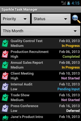 Android application Sparkle Task Manager screenshort