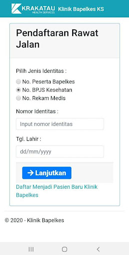 Pendaftaran Klinik Bapelkes KS Screen 2