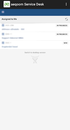 Android application aeqoom Service Desk screenshort