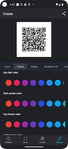 QR Scanner & Design Screen 3