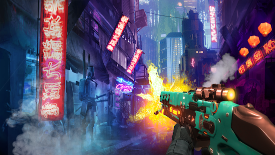 Cyberpunk shooter gun game Screenshot
