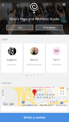 Android application Nina's Yoga & Wellness Studio screenshort