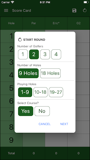 EasyScore Golf Scorecard Screen 2
