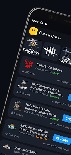 GamerCoins - Game Codes Screen 2