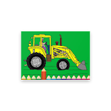 Coloring farm and tractor icon