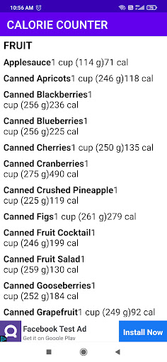CALORIE COUNTER Screen 3