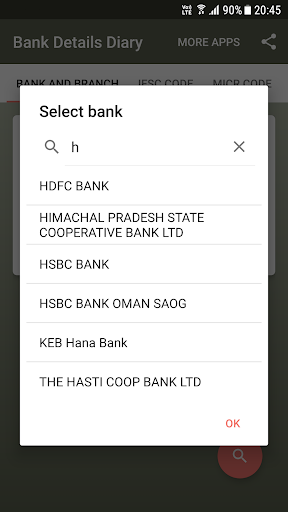 Bank details diary Screen 3