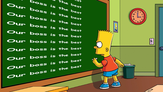 Bart writes on the blackboard