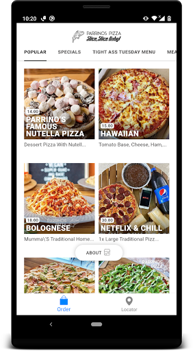 Android application Parrinos Pizza screenshort