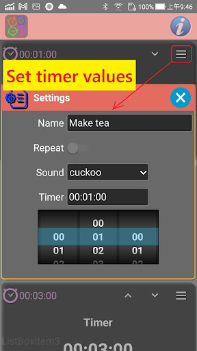 Multi-tasking timer Screen 3