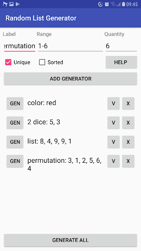 Android application Persistent Random List Generat screenshort