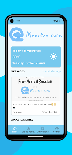 Android application Moncton Cares screenshort
