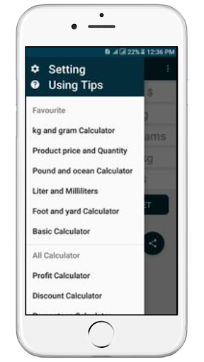 Android application Shop calculator screenshort
