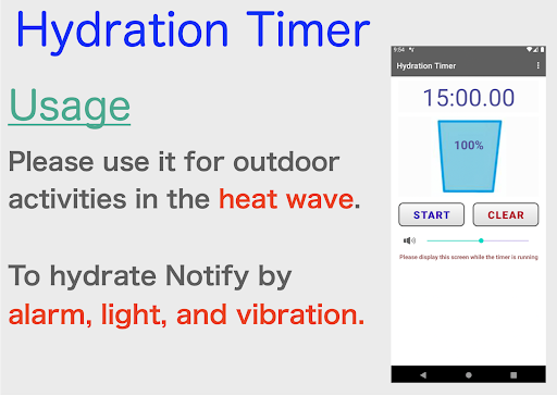 Android application Hydration timer notification screenshort
