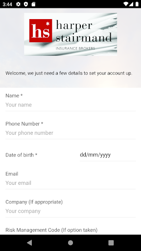 Android application Harper Stairmand Claims App screenshort
