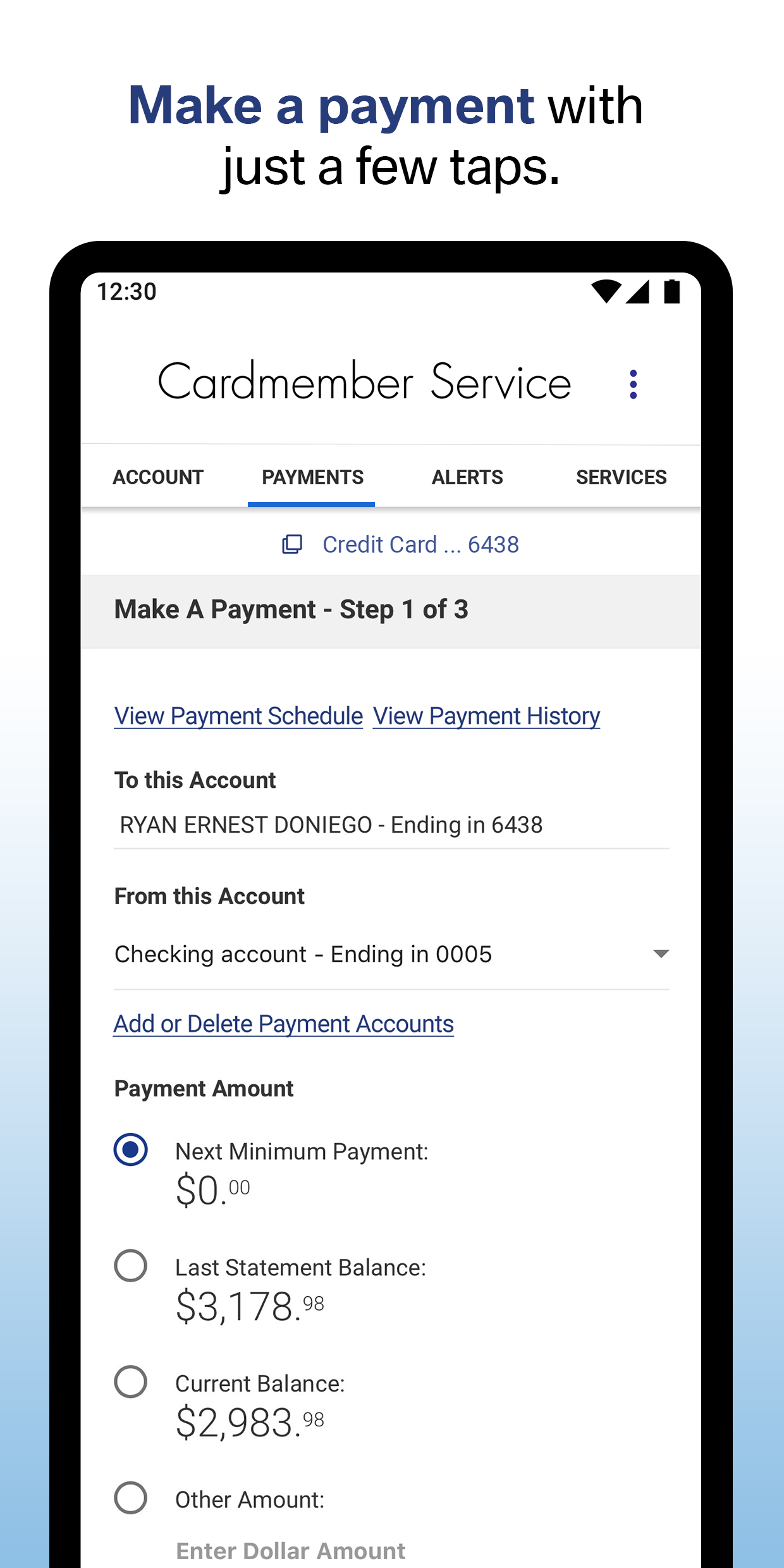 Elan Credit Card Screen 2