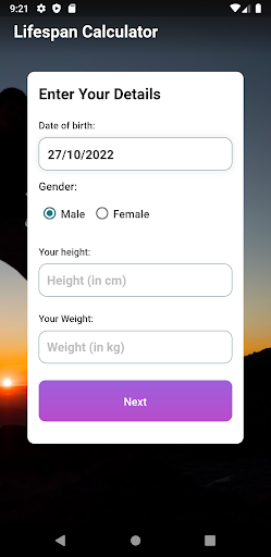 Android application Lifespan Calculator screenshort