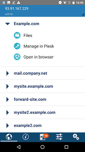 Android application Plesk Mobile screenshort