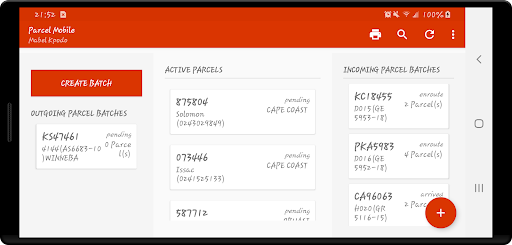 Android application Parcel Admin Mobile screenshort