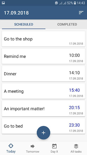 Android application Scheduler.Task list.Reminders screenshort