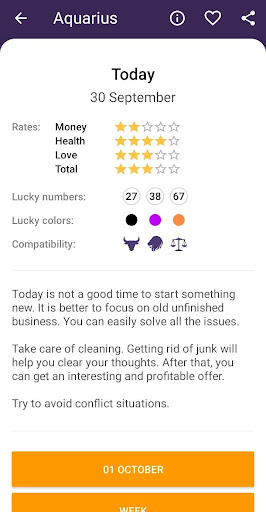 Android application Aquarius Horoscope screenshort