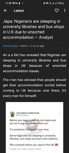 Instablog 9ja App Screen 2