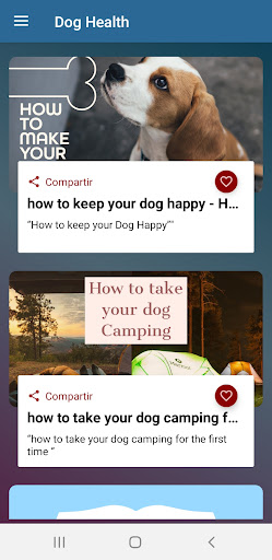 Android application dog health screenshort