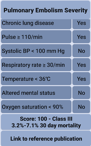 Pulmonary Embolism Score Index Screen 3