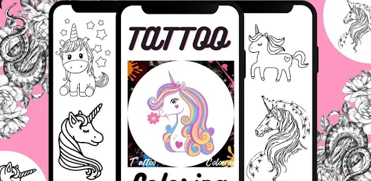 Tattoo Unicorn Coloring Book