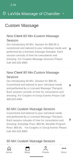 LaVida Massage Screen 2