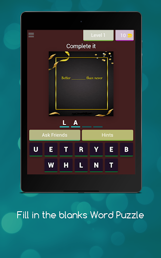 Fill in the Blanks Word Puzzle