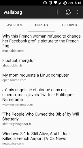 Android application wallabag screenshort