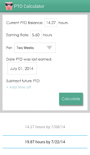 PTO Calculator Screen 2