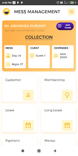 Mess Management Screen 3