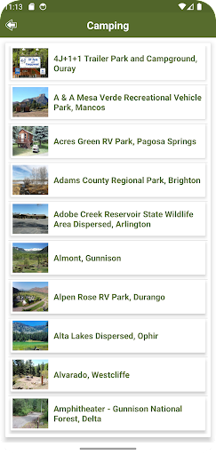 Colorado State Campgrounds Screen 3