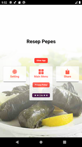 Android application Resep Aneka Pepes screenshort