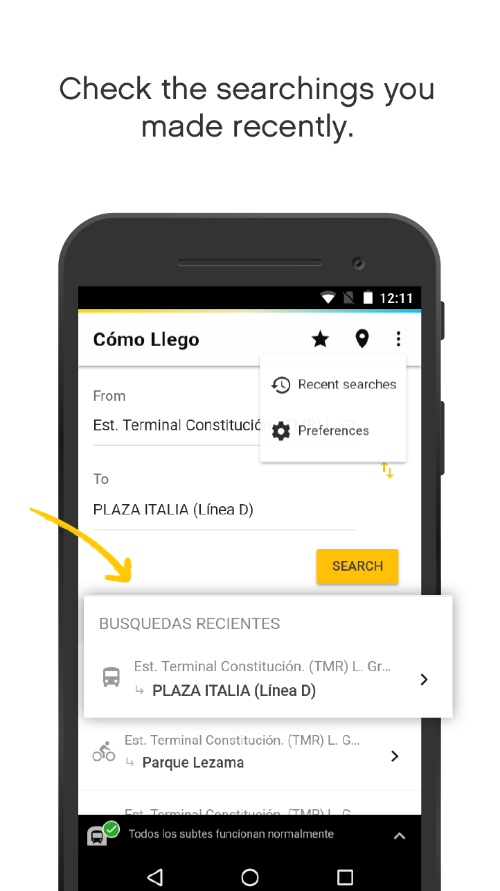 Android application BA Cómo Llego screenshort