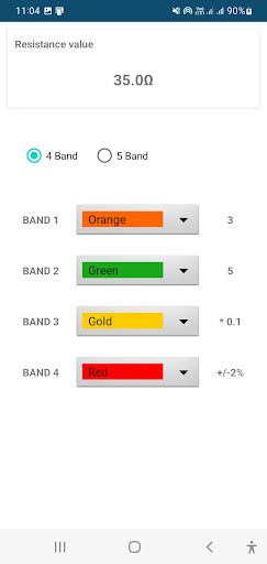 Android application Resistance calculator screenshort