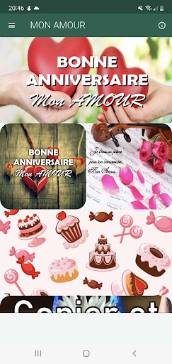 Android application BONNE ANNIVERSAIRE MON AMOUR screenshort