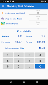 Screenshot 1 Cálculo costo de electricidad android