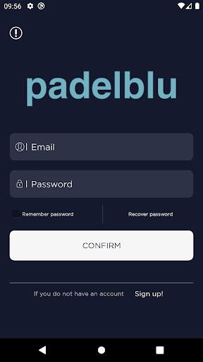 Android application padelblu screenshort