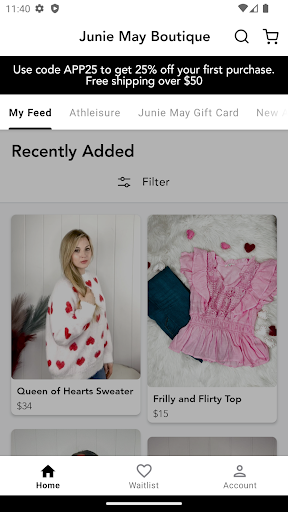 Android application Junie May Boutique screenshort