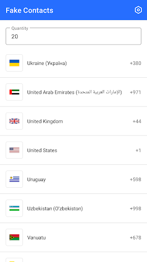 Android application Fake Contacts screenshort