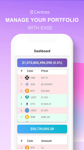 Screenshot of Centcex Portfolio Tracker