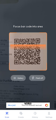 Android application QR Scanner and Barcode Reader screenshort