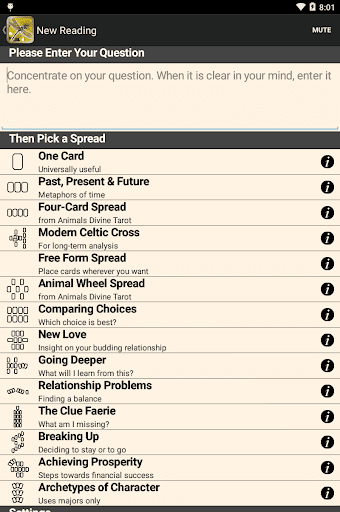 Screenshot of Animals Divine Tarot