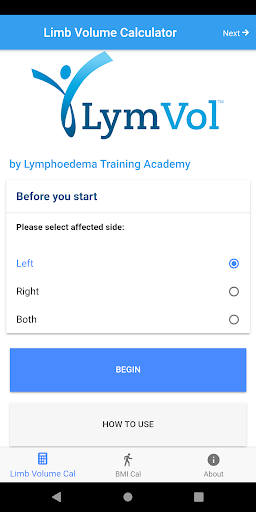 Android application LymVol - Lymphoedema Limb Volu screenshort