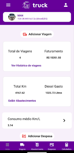 Android application Truck: Gerenciador de Viagens screenshort