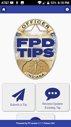 Android application Fishers PD Crime Tips screenshort