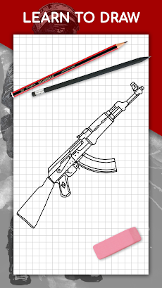 武器、ピストル、ナイフを段階的に描く方法。 描画レッスンのおすすめ画像1